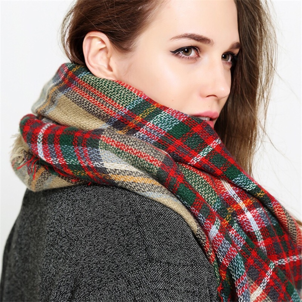 ๐ฅ SALE Classic Tartan Plush Plaid Blanket Scarf - Picture 2 of 8
